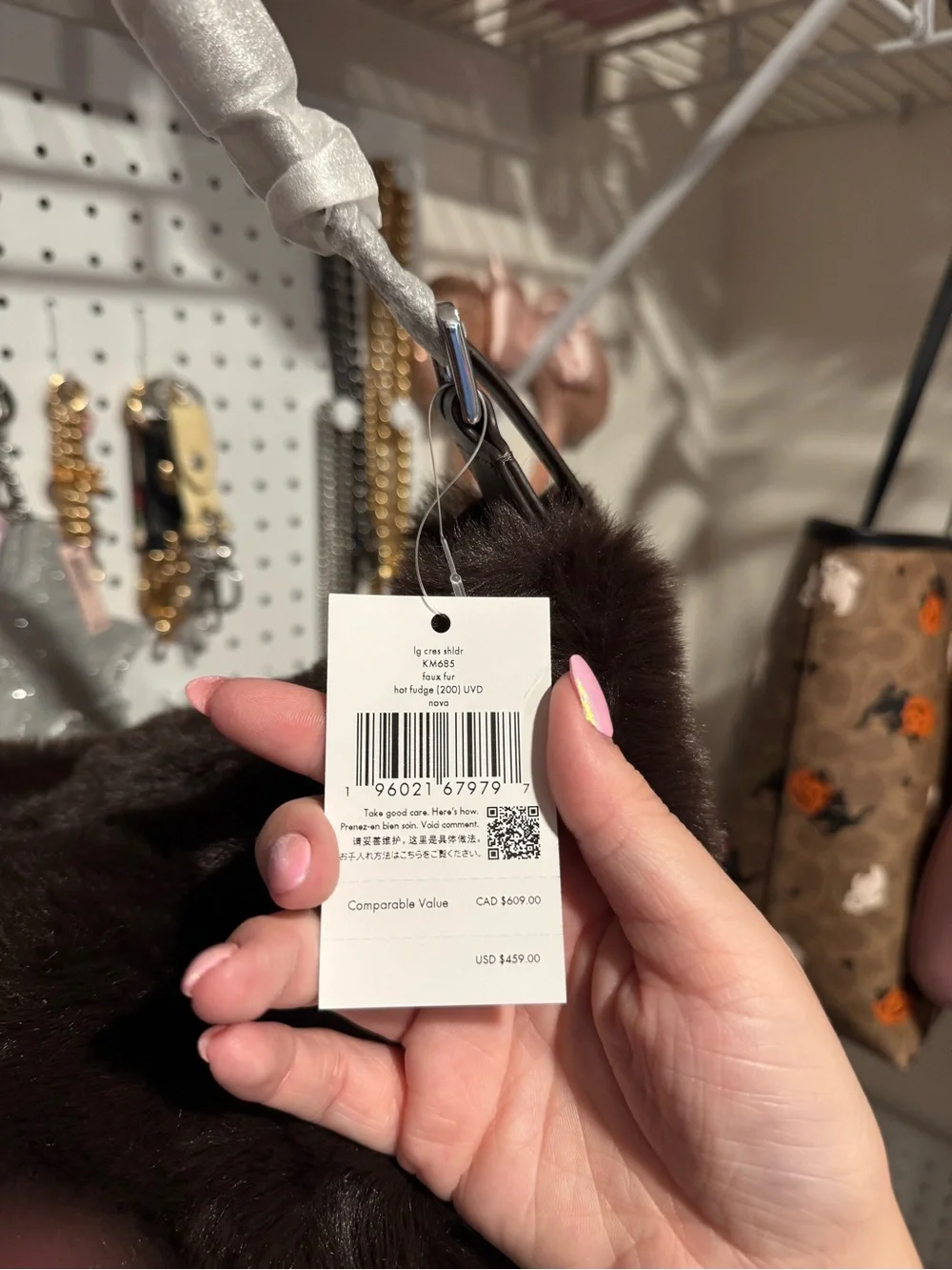 kate spade Faux Fur Shoulder Bag in Dark Brown